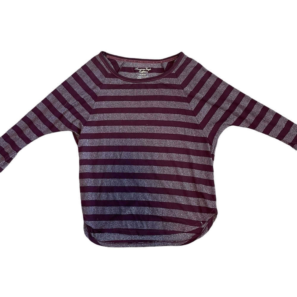 American Eagle striped thermal style tee